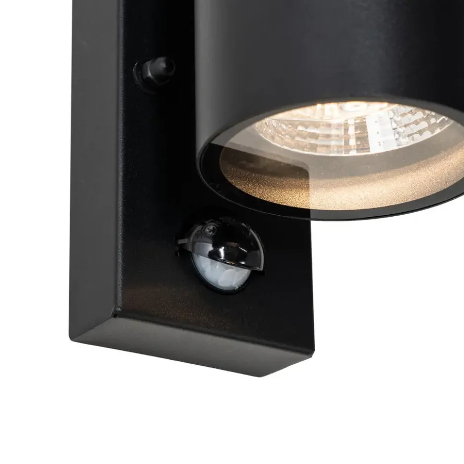 Qazqa wandlamp met bewegingssensor duo zwart gu10