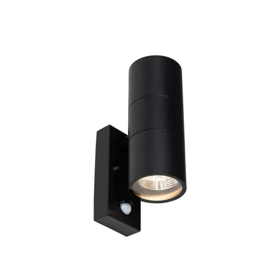 Qazqa wandlamp met bewegingssensor duo zwart gu10