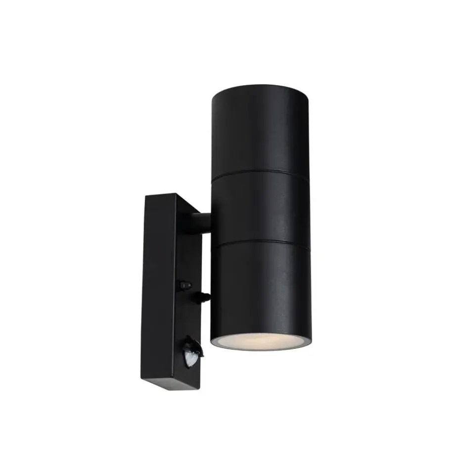 Qazqa wandlamp met bewegingssensor duo zwart gu10