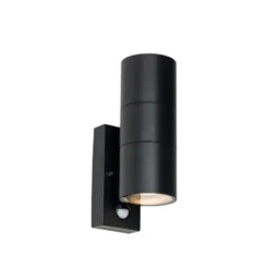 Qazqa wandlamp met bewegingssensor duo zwart gu10