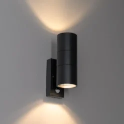 Qazqa wandlamp met bewegingssensor duo zwart gu10