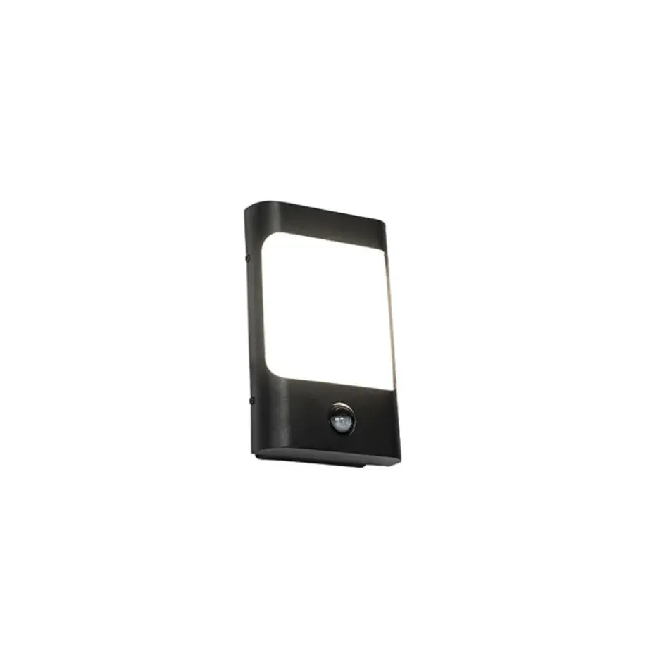 Qazqa wandlamp met bewegingssensor khuvan zwart geïntegreerde led