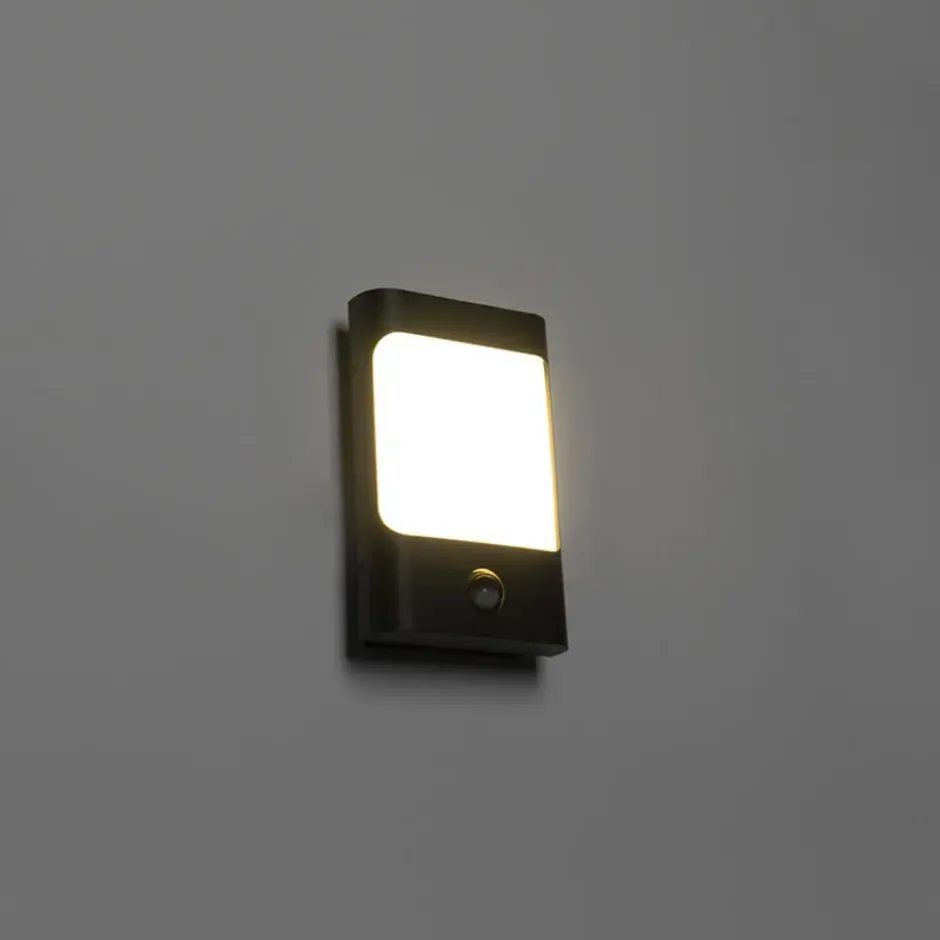 Qazqa wandlamp met bewegingssensor khuvan zwart geïntegreerde led