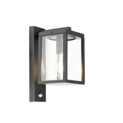 Qazqa wandlamp met bewegingssensor charlois zwart e27