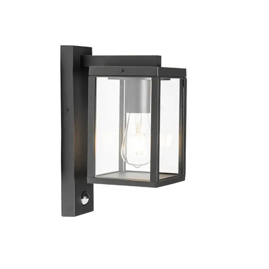 Qazqa wandlamp met bewegingssensor charlois zwart e27