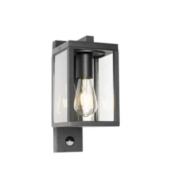Qazqa wandlamp met bewegingssensor charlois zwart e27