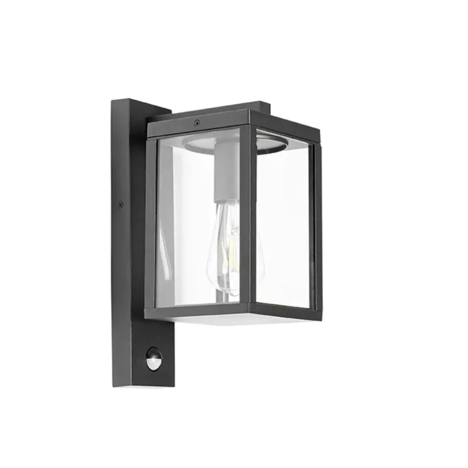 Qazqa wandlamp met bewegingssensor charlois zwart e27