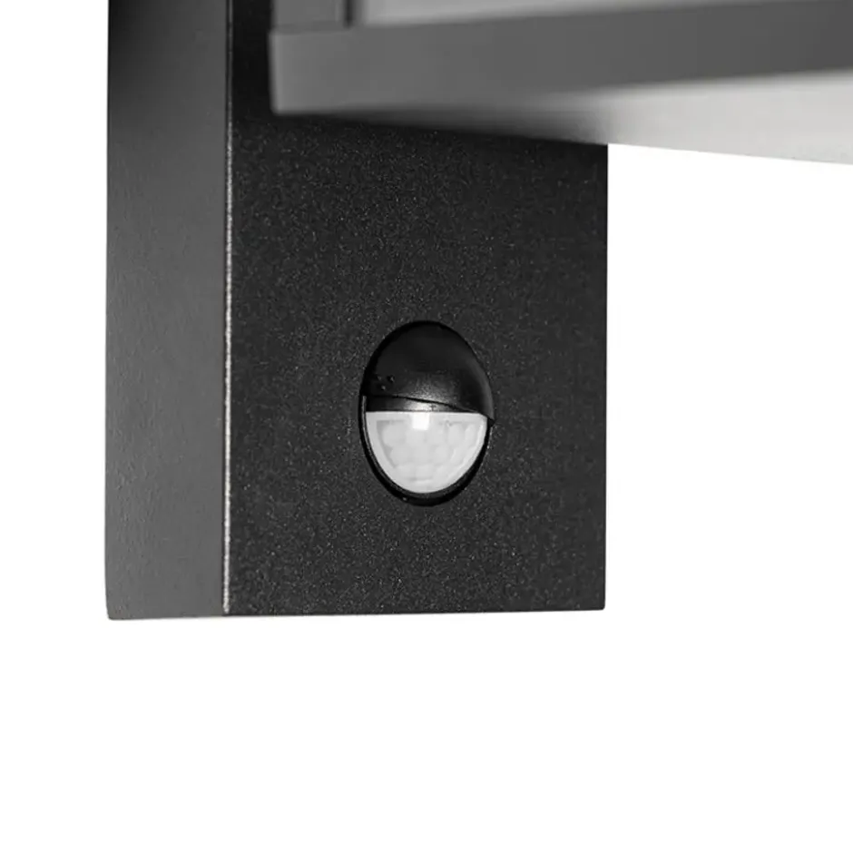 Qazqa wandlamp met bewegingssensor charlois zwart e27