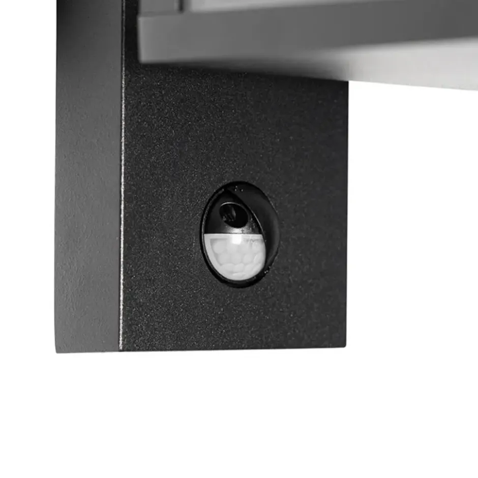 Qazqa wandlamp met bewegingssensor charlois zwart e27