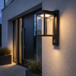 Qazqa wandlamp met bewegingssensor ferdinand zwart geïntegreerde led
