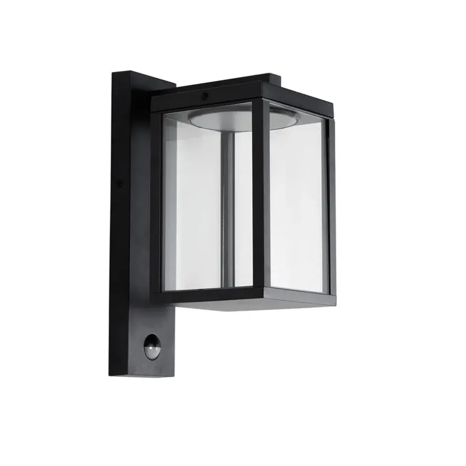 Qazqa wandlamp met bewegingssensor ferdinand zwart geïntegreerde led
