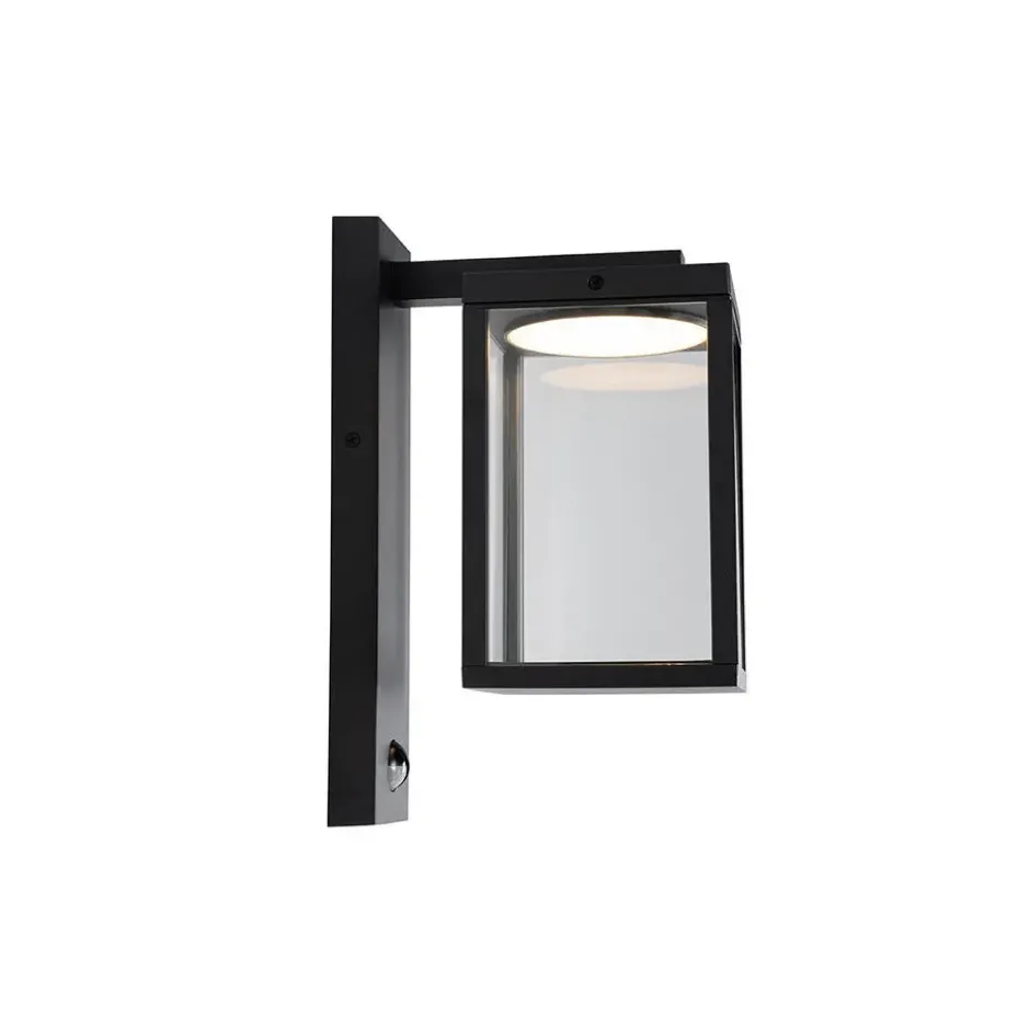 Qazqa wandlamp met bewegingssensor ferdinand zwart geïntegreerde led