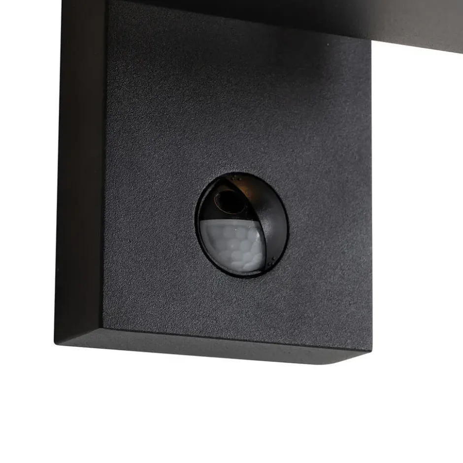 Qazqa wandlamp met bewegingssensor ferdinand zwart geïntegreerde led