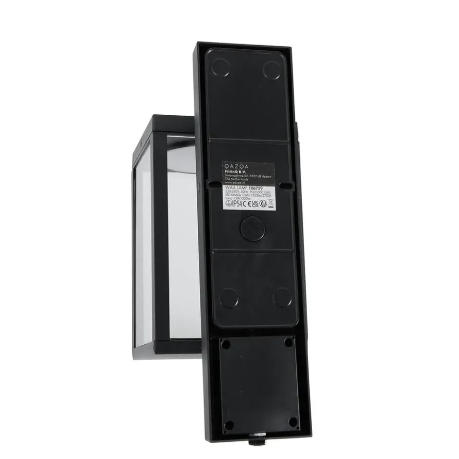Qazqa wandlamp met bewegingssensor ferdinand zwart geïntegreerde led