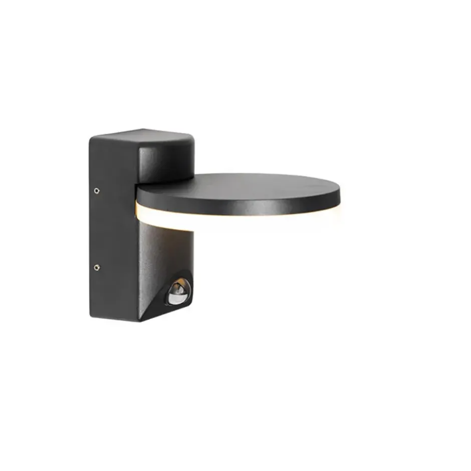 Qazqa wandlamp met bewegingssensor esmee zwart geïntegreerde led
