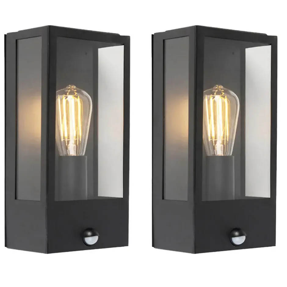 Qazqa wandlamp met bewegingssensor rotterdam zwart