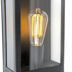 Qazqa wandlamp met daglichtsensor rotterdam zwart e27