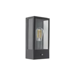 Qazqa wandlamp met daglichtsensor rotterdam zwart e27