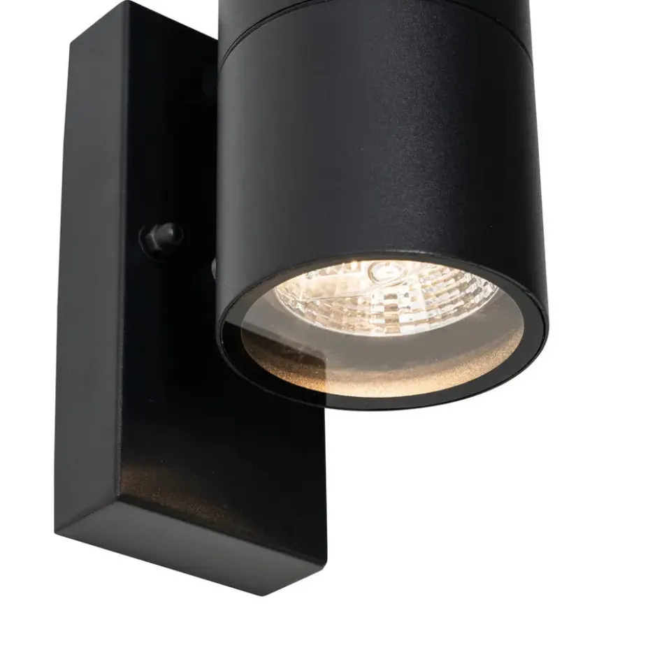 Qazqa wandlamp met daglichtsensor duo zwart gu10