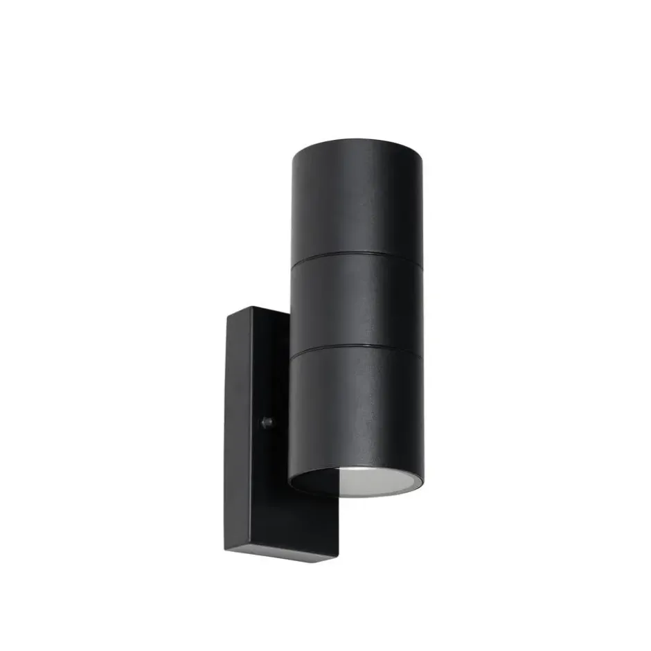Qazqa wandlamp met daglichtsensor duo zwart gu10