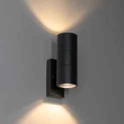 Qazqa wandlamp met daglichtsensor duo zwart gu10