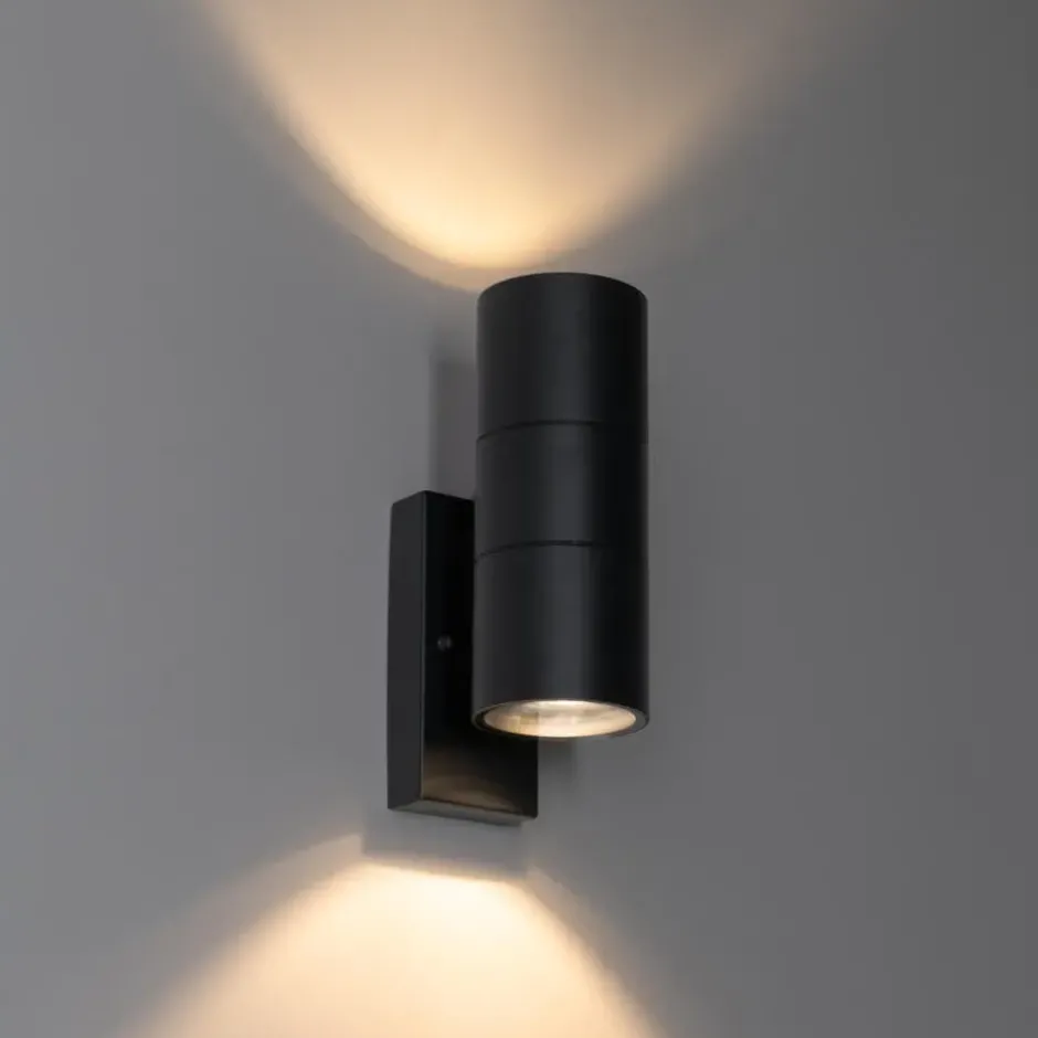 Qazqa wandlamp met daglichtsensor duo zwart gu10