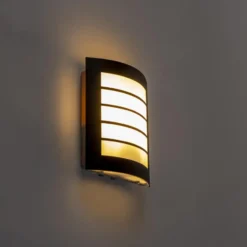 Qazqa wandlamp met daglichtsensor miro zwart e27