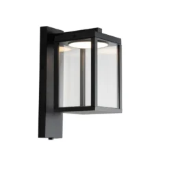 Qazqa wandlamp met daglichtsensor ferdinand zwart geïntegreerde led