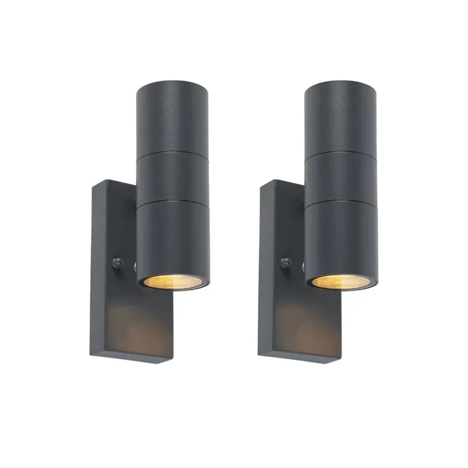 Qazqa wandlamp met daglichtsensor duo grijs