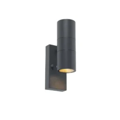 Qazqa wandlamp met daglichtsensor duo grijs
