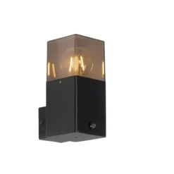 Qazqa wandlamp met daglichtsensor denmark zwart e27