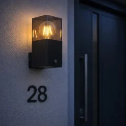 Qazqa wandlamp met daglichtsensor denmark zwart e27