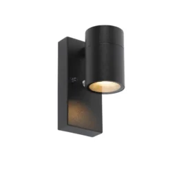 Qazqa wandlamp met daglichtsensor solo zwart gu10