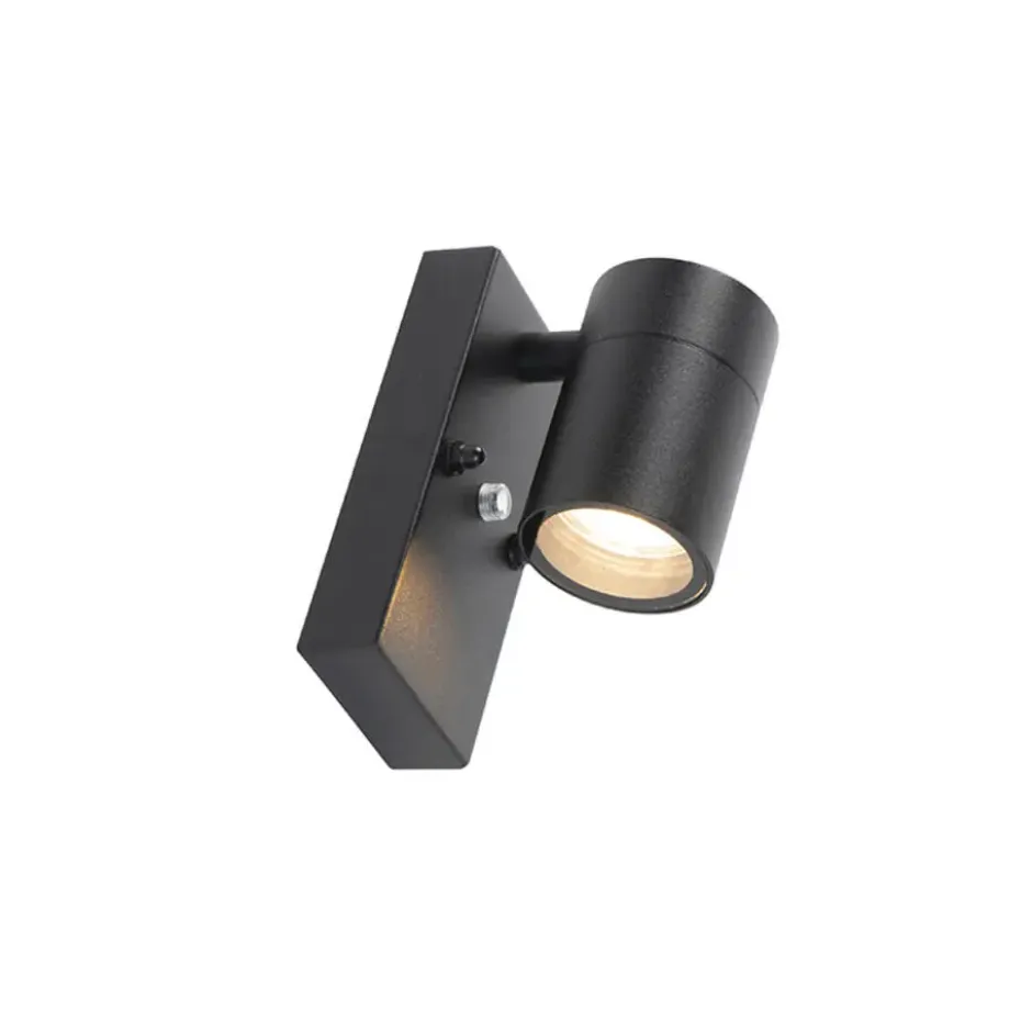 Qazqa wandlamp met daglichtsensor solo zwart gu10