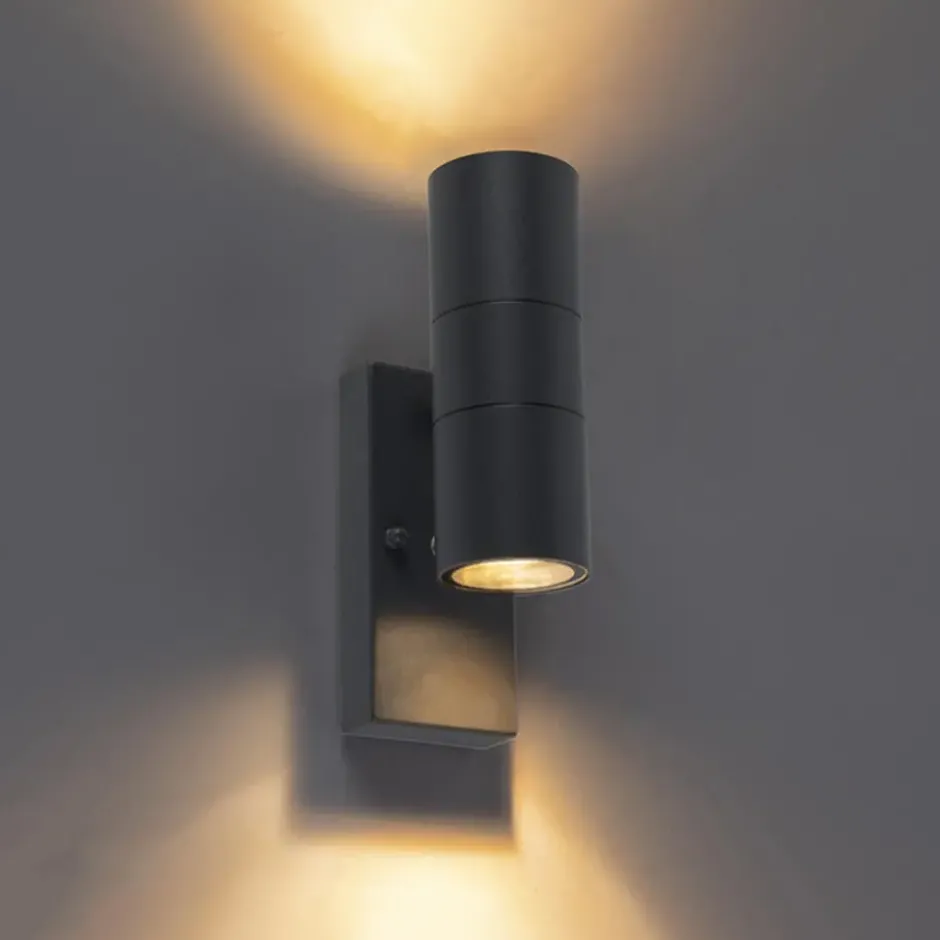 Qazqa wandlamp met daglichtsensor duo grijs gu10