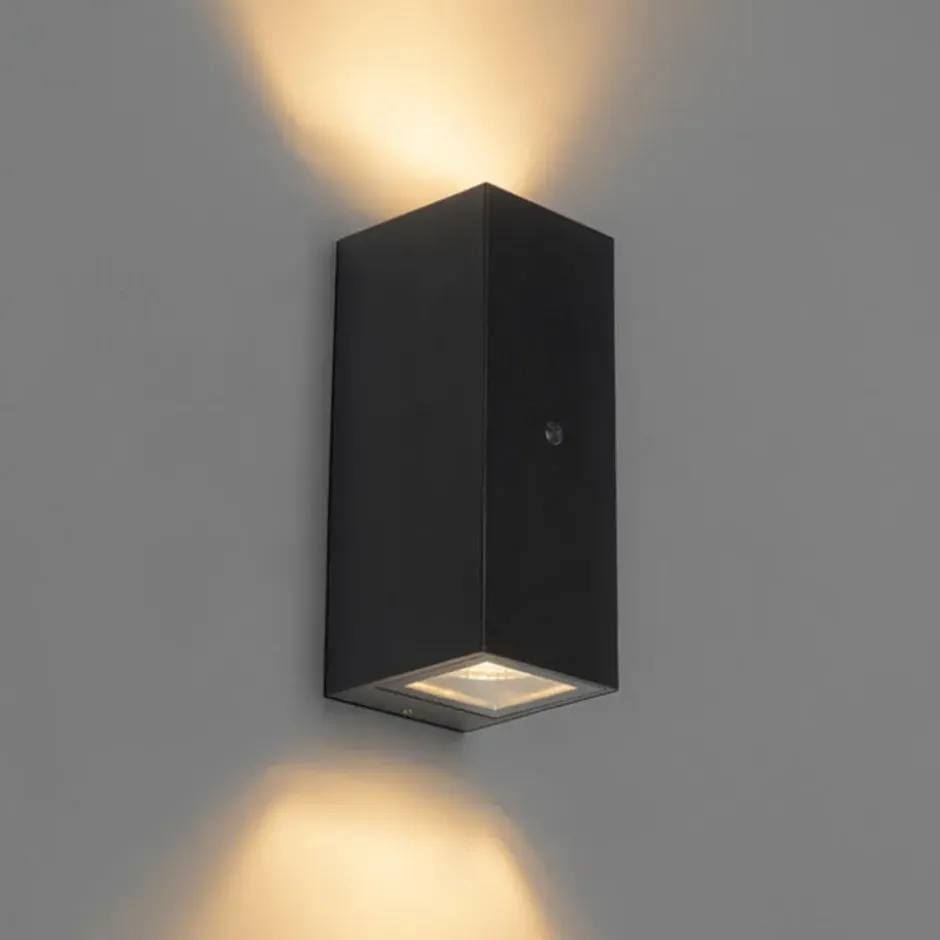 Qazqa wandlamp met daglichtsensor baleno zwart gu10