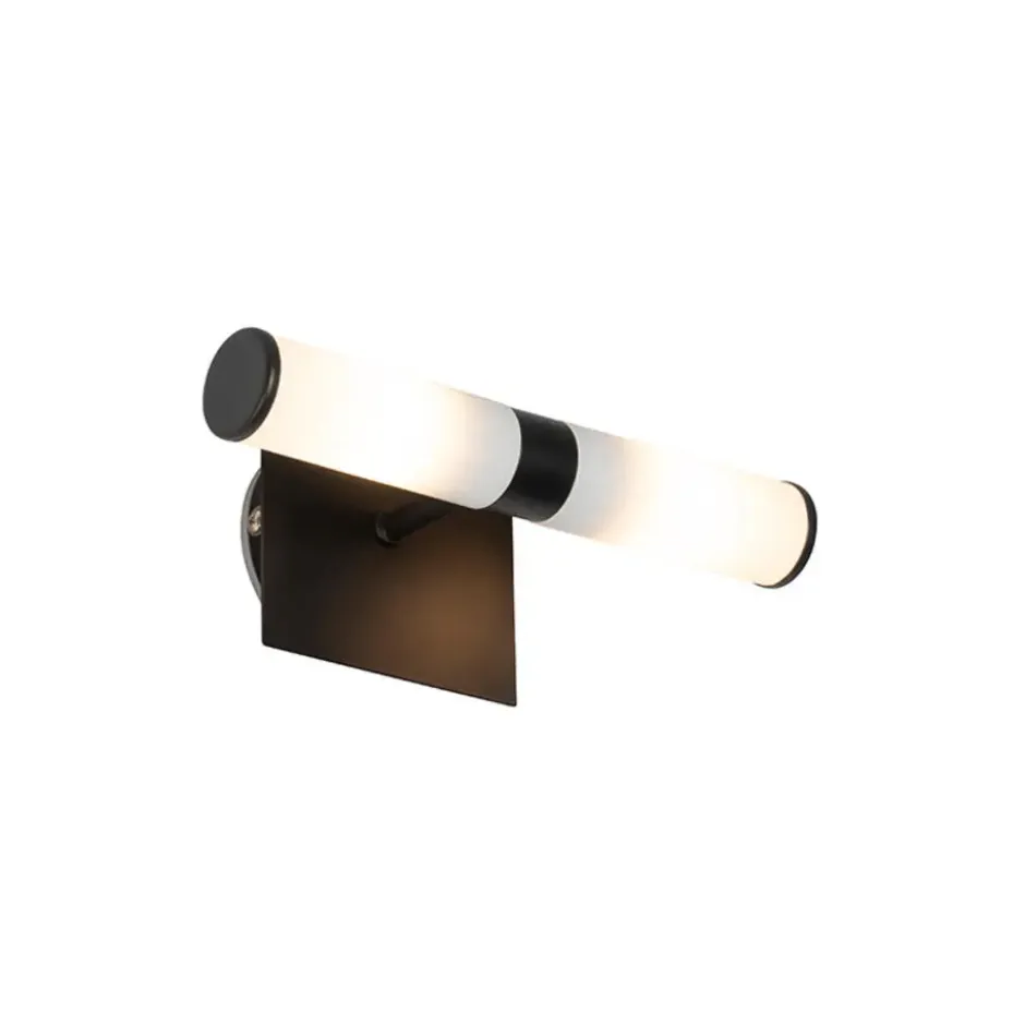 Qazqa wandlamp met glas bath zwart g9