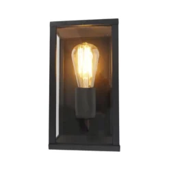 Qazqa wandlamp met glas charlois zwart e27