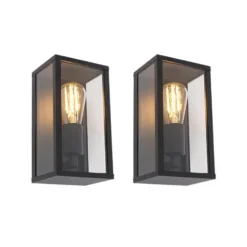 Qazqa wandlamp met glas charlois zwart e27