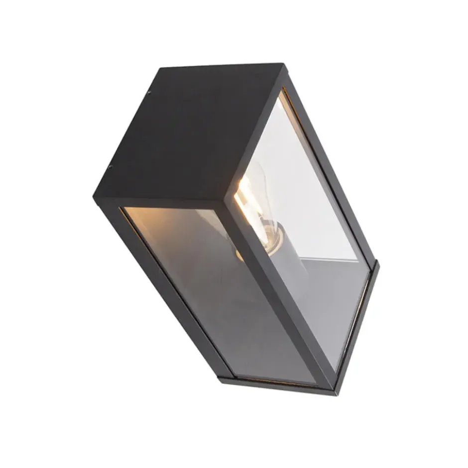 Qazqa wandlamp met glas charlois zwart e27
