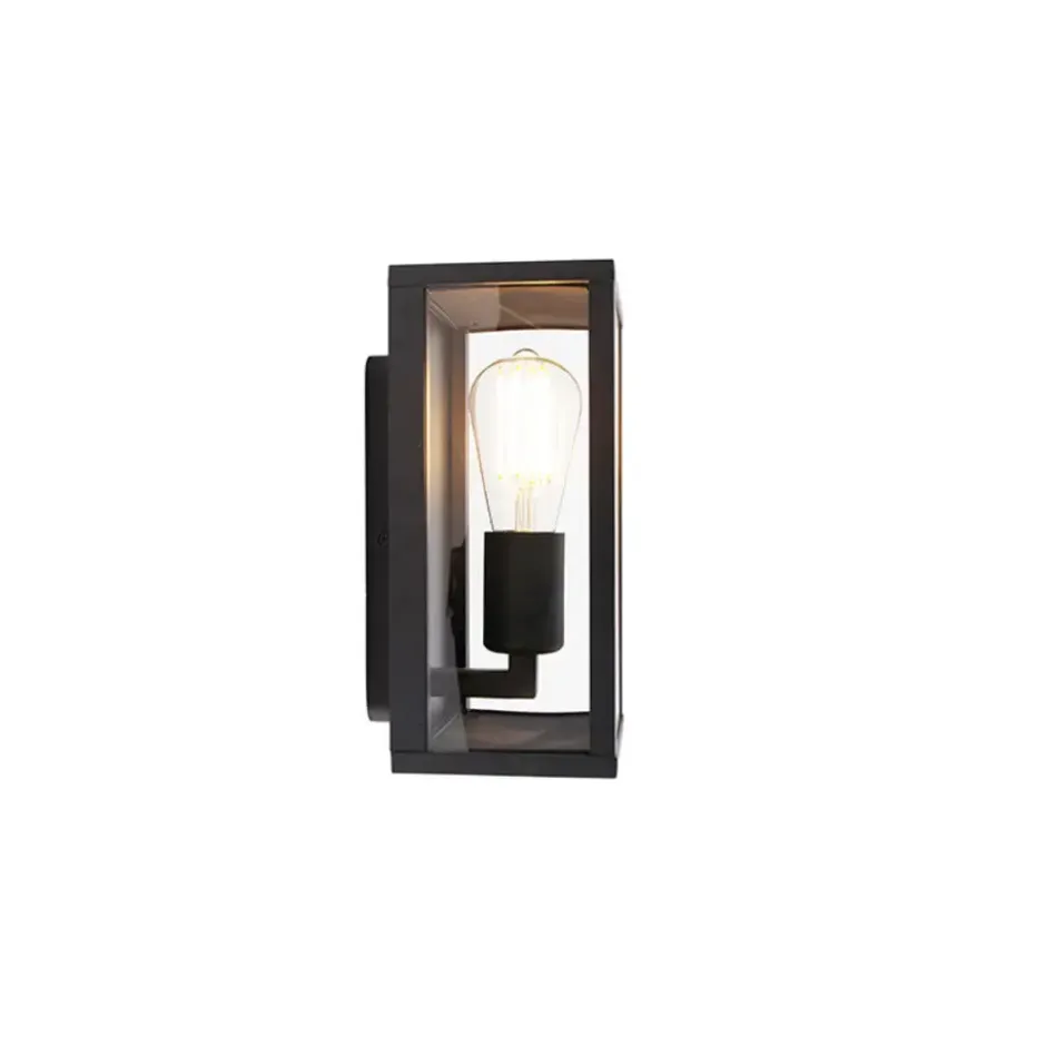 Qazqa wandlamp met glas charlois zwart e27