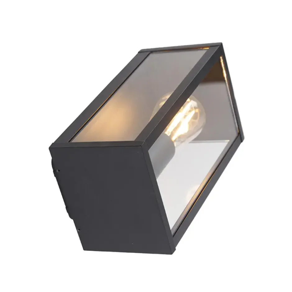 Qazqa wandlamp met glas charlois zwart e27