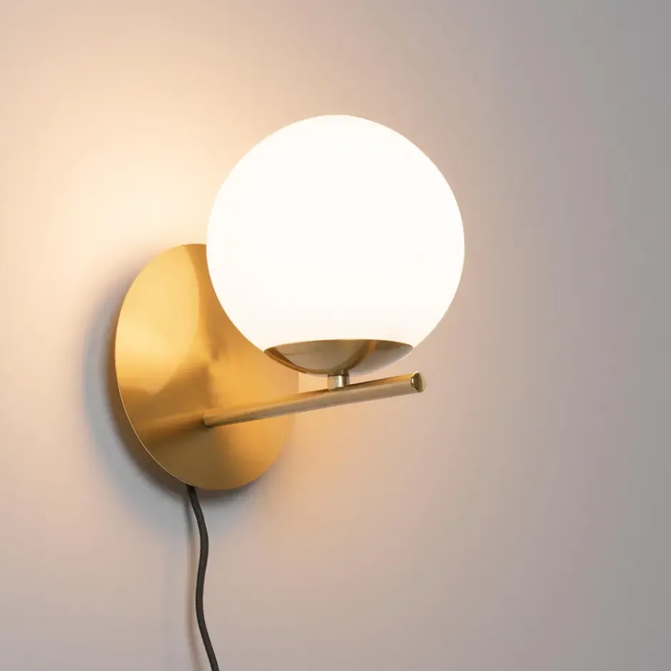 Qazqa wandlamp met glas flore goudkleurig e14