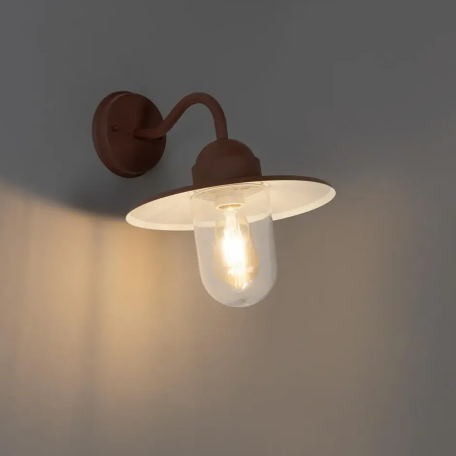 Qazqa wandlamp met glas kansas bruin e27