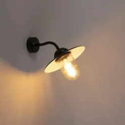 Qazqa wandlamp met glas munich zwart e27