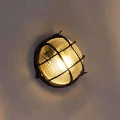 Qazqa wandlamp met glas nautica zwart e27