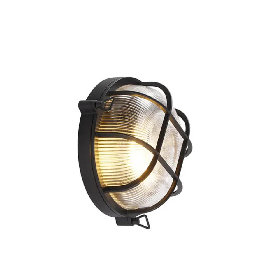 Qazqa wandlamp met glas nautica zwart e27