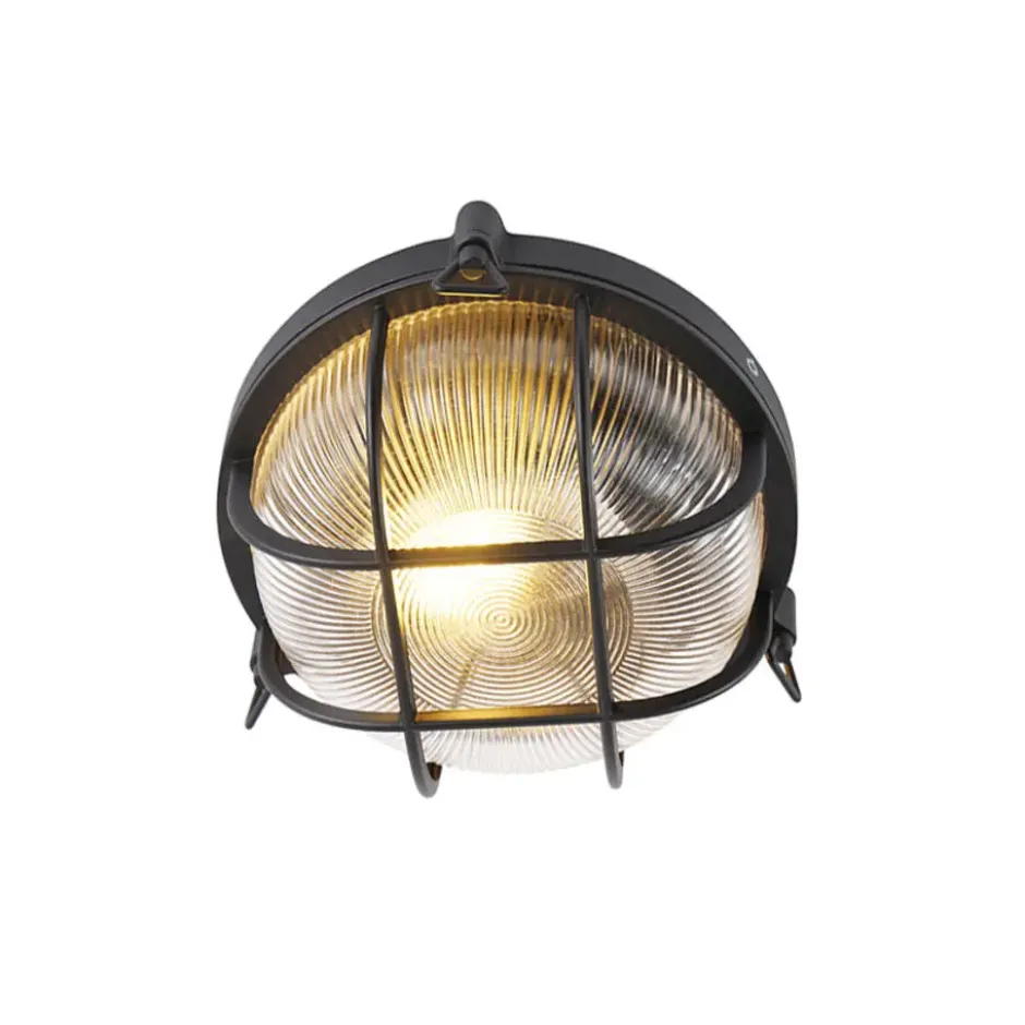 Qazqa wandlamp met glas nautica zwart e27