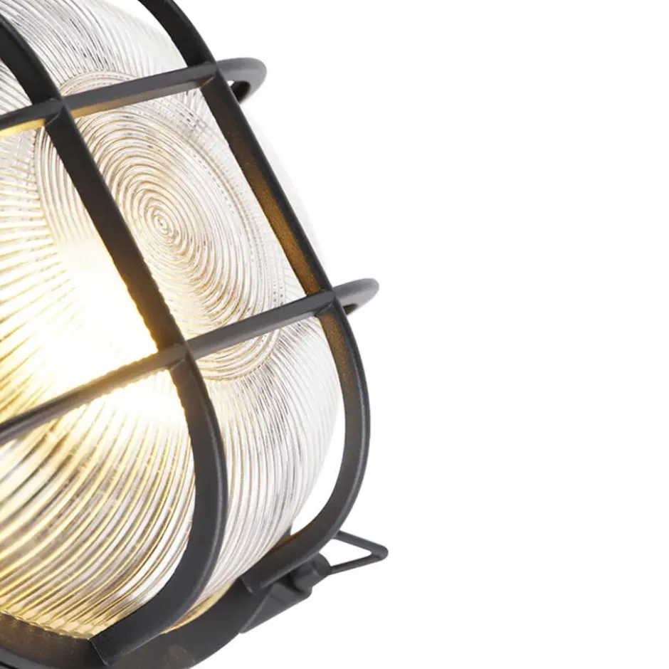 Qazqa wandlamp met glas nautica zwart e27