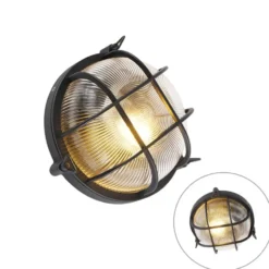 Qazqa wandlamp met glas nautica zwart e27
